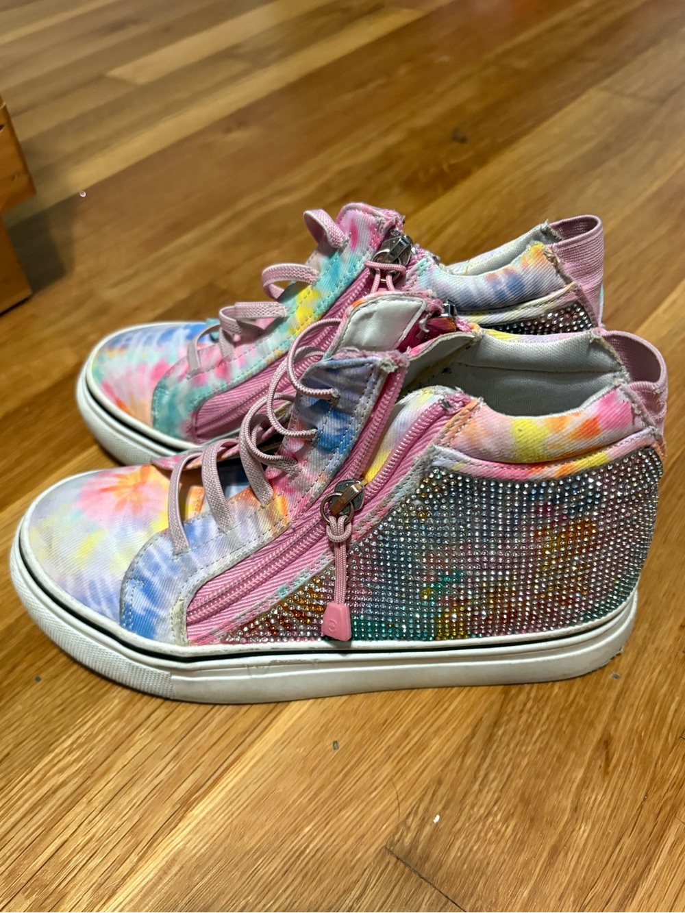 Steve Madden Girls' Tie-Dye High Top Sneakers with Rhinestones